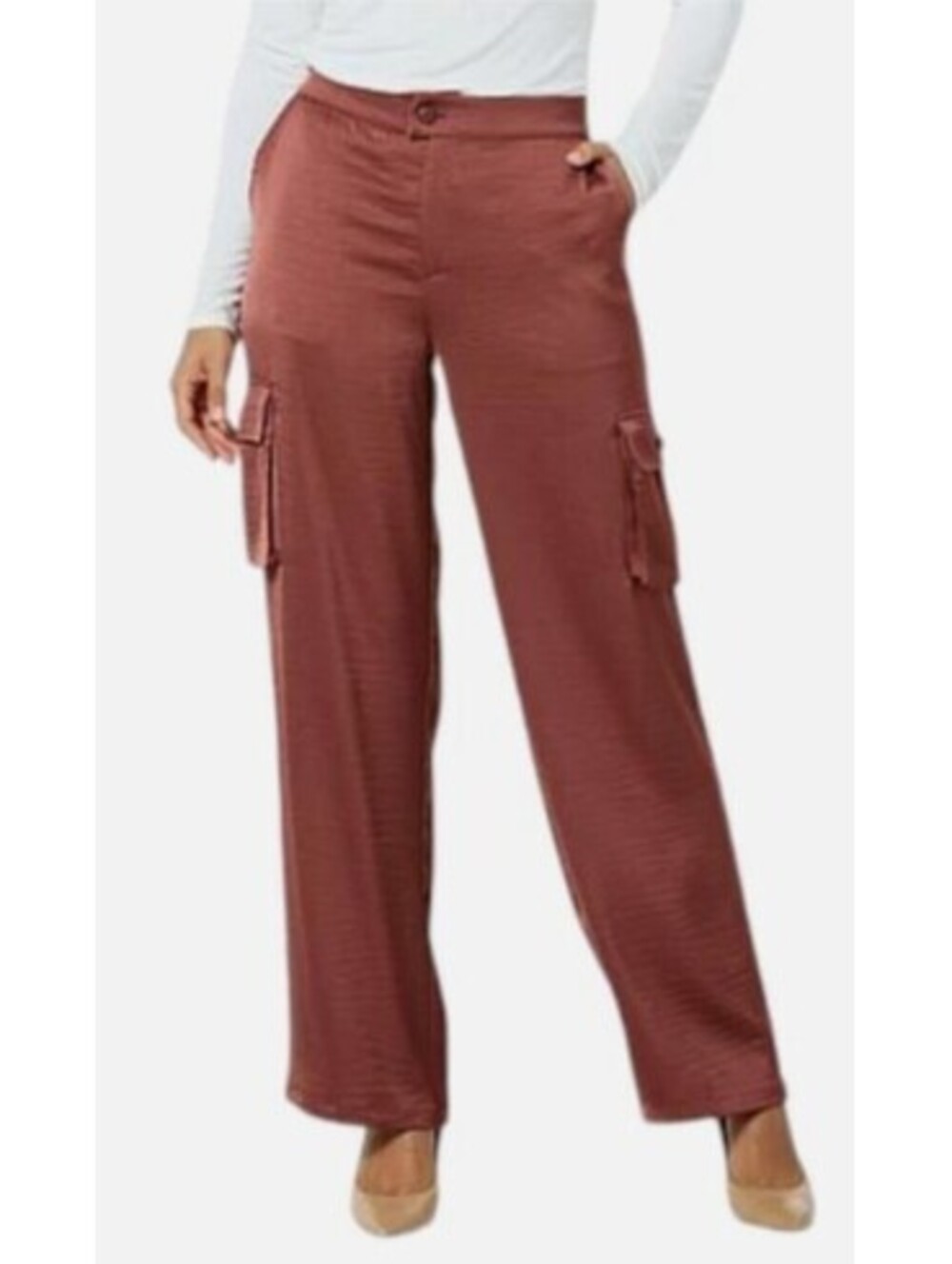G by Giuliana Black Label Cargo Pants Size 10 Rust Copper Wide Leg 846821